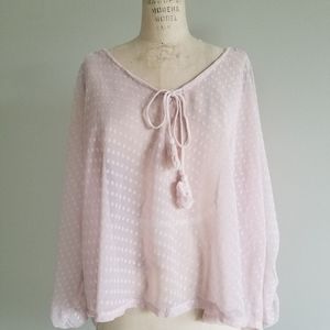 Costa blanca pastel pink sheer swiss dot top